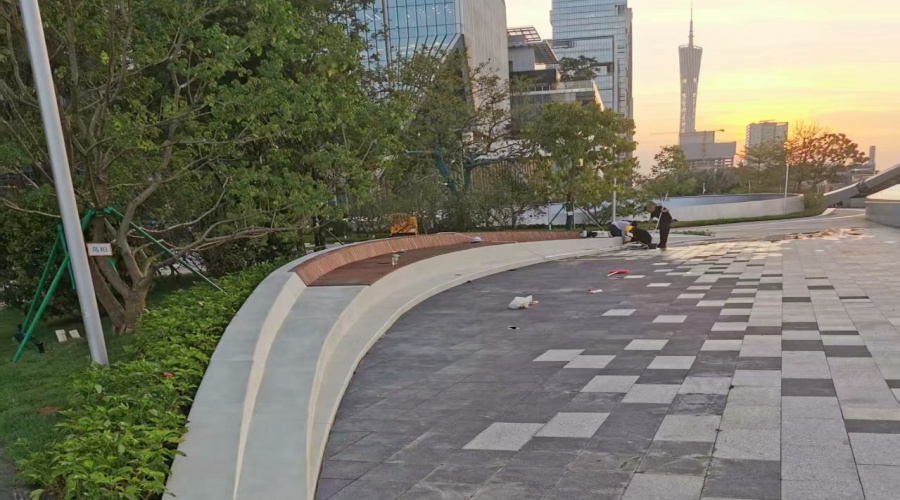 廣州海珠區琶洲展館GRC坐凳樹池工程案例
